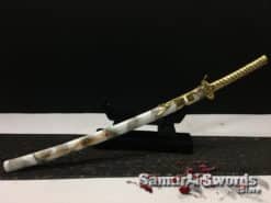 Katana T10 Clay Tempered Steel with Gold Acid Dye