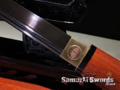 Ninjato Sword 9260 Spring Steel with Purple Acid Dye and Redwood Saya With Black Buffalo Horn (10)