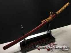 Samurai Katana T10 Clay Tempered Steel with Red Leopard Saya (11)