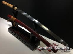 Samurai Katana T10 Clay Tempered Steel with Red Leopard Saya (4)