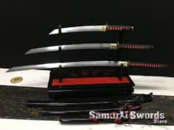 Samurai Sword Set T10 Clay Tempered Steel with Black Hardwood Saya (1)