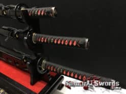 Samurai Sword Set T10 Clay Tempered Steel with Black Hardwood Saya (9)