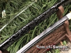 Shinken Katana T10 Clay Tempered Steel with Black Acid Dye & Hadori Polish